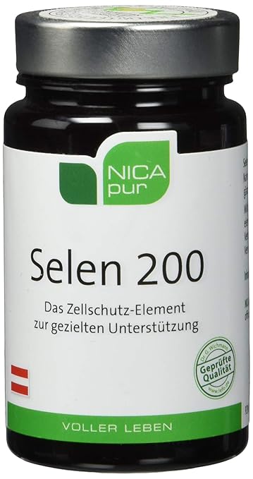 NICApur Selen 200 I zur Unterstützung der Schilddrüsenfunktion und des Immunsystems I Reinsubstanz ohne Zusatzstoffe I 60 Kap