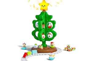 Surelect My First Christmas Tree for Toddlers, Musical Light Up Montessori Decor Toy with Ornaments, Mini Train Set, Roly Poly Toys, Finger Puppets, Birthday Xmas Gifts for Little Kids Boys and Girls