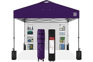 Best Choice Products 10x10ft Easy Pop Up Canopy w/Side Wall, 10 Pockets, Portable Carrying Case, 1-Button Setup, 4 Weight Bags - Amethyst Purple