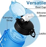 GOPPUS 500ml Kids Water Bottle with Straw BPA Free Blue view 3
