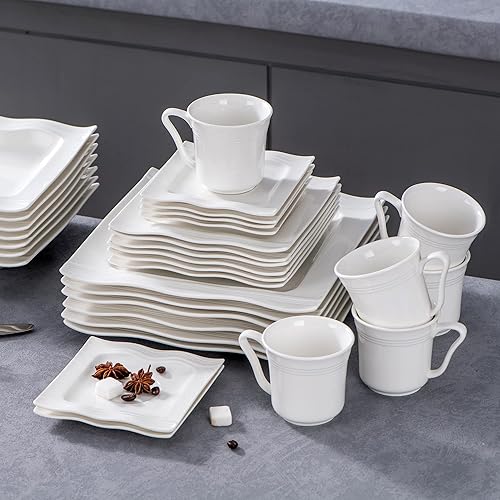 Malacasa Modern White Dishes MALACASA Dishes Set For 4, 16 Piece