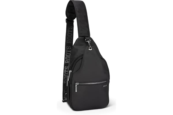 ROOTS Sling Bag – 3 Zippered Compartments, Anti-Theft and Multi Wear Strap, RFID Blocking Pocket, Made from Recycled Fabric |