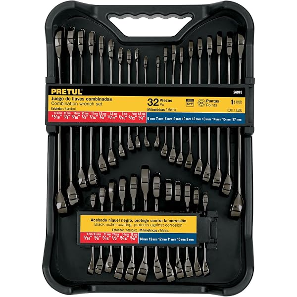 Juego Llaves Fijas Con Carraca 9 Piezas HYCHIKA - Medidas 6-19mm, Trinquete 72 Dientes, Acero Cromo-vanadio, Bolsa Almacenamiento