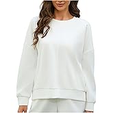 Haianguoji Women's Oversized Sweatshirt Crewneck Pullover Solid Long Sleeve Casual Top for Fall and Winter