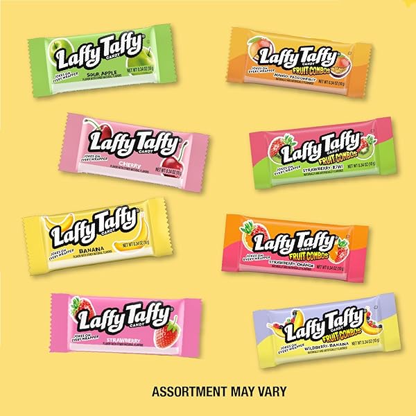 LAFFY TAFFY ASSORTED MINI BARS, CHEWY CANDY IN A VARIETY OF FRUITY FLAVORS, 135 PIECES, 45.9 OZ