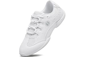 FUQIAO Girls White Cheerleading Shoes Youth Lightweight Competition Cheer Sneakers Kids Breathable Dance Shoes