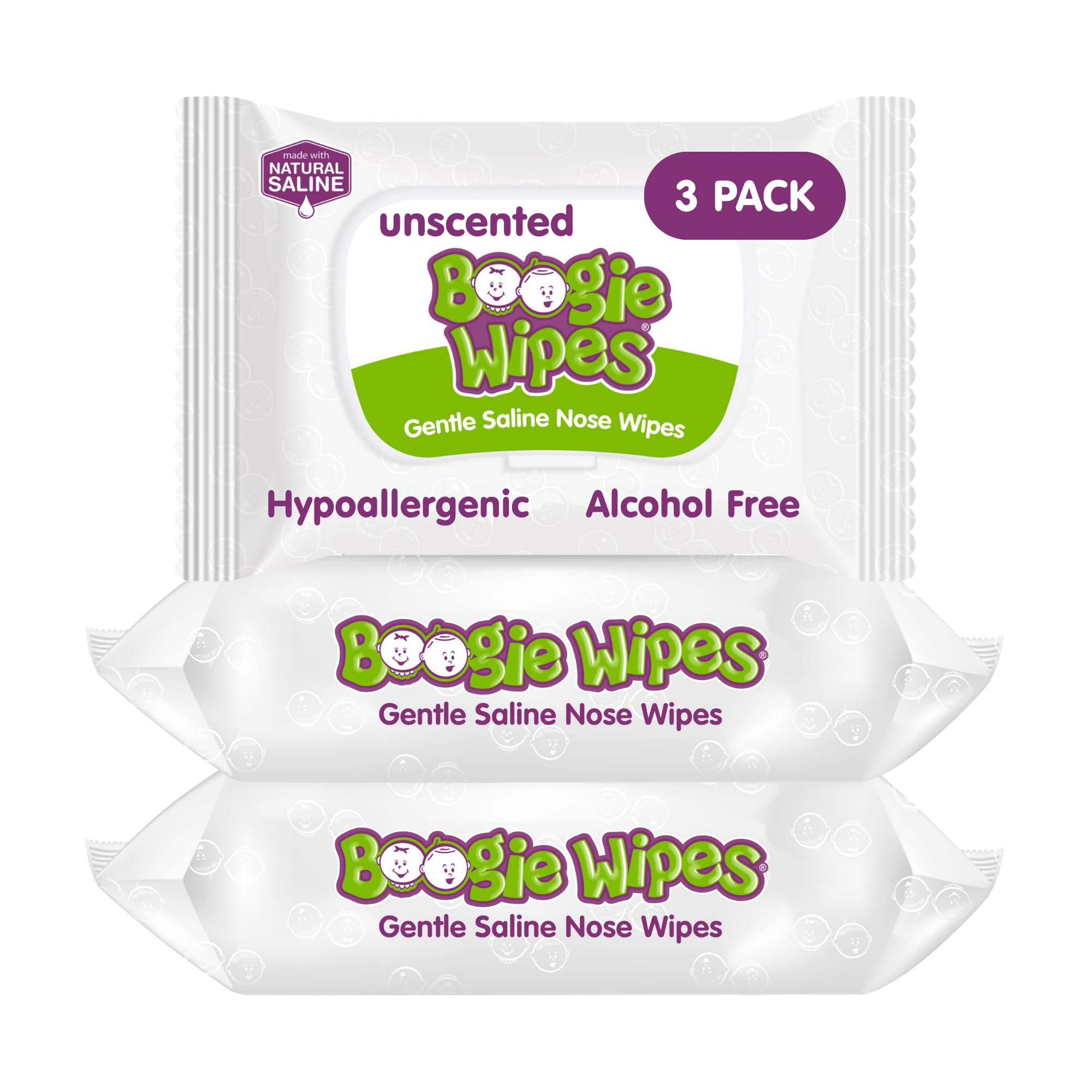 Boogie Saline Nose Wipes Unscented - 90 Count