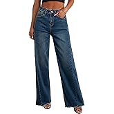 PRETTYGARDEN Wide Leg Jeans for Women Trendy High Waisted Stretchy Baggy Raw Hem Denim Palazzo Pants 2026 Spring Fall Clothes