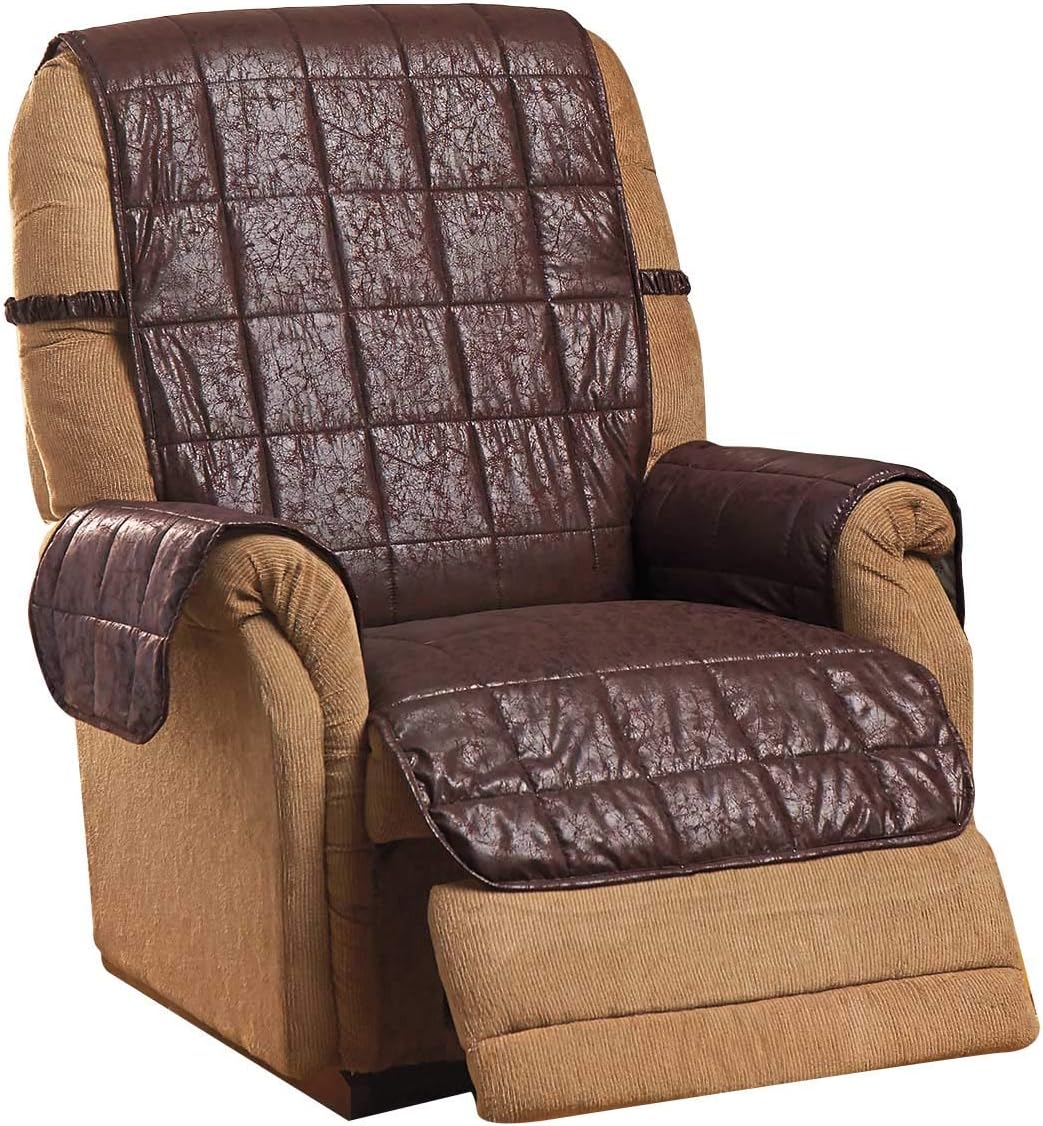 Carol Wright Gifts Faux Leather Recliner Cover, Color Brown, Brown