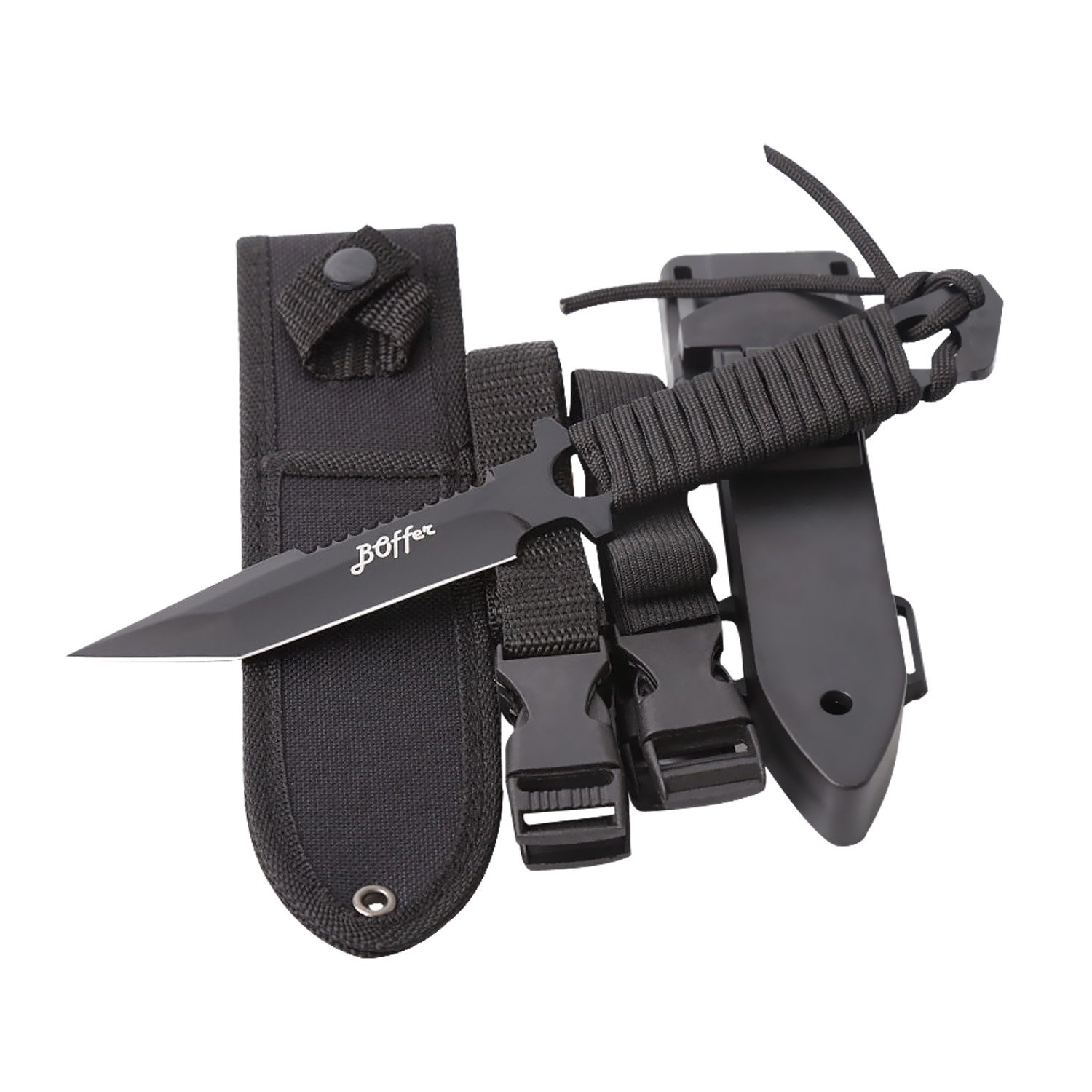 BOffer Scuba Diving Knife Black Tactical Sharp Blade knives Divers