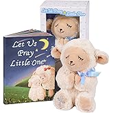 MyMateZoe Baptism Gifts for Boys, Great Christening, Dedication and Baptism Gift Set for Boys and Newborn Baby, Includes 7" Praying Lamb Plush Toy and Let Us Pray Baby Book in Keepsake Gift Box