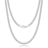 Eterjew 18k Gold Plated S925 Sterling Silver Chain Necklace for Men Women, 3.5mm, 4mm, 5mm Diamond Cut Cuban Link Chain, Sturdy & Shiny & Not Easy to Fade & Comfortable 16 18 20 22 24 26 Inch