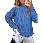 Womens Chunky Knit Sweaters 2025 Fall Winter Crew Neck Pullover Long Sleeve Warm Tops
