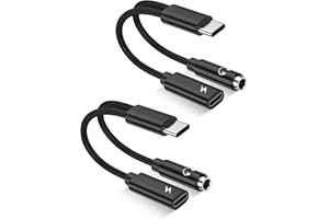 AILKIN 2Pack 2 in 1 USB C to 3.5mm Aux Adapter, Android Dongle C to C Fast Charging for Samsung Galaxy, Apple iPhone 15 Headphone Jack Adapter, 60W PD Aux Audio Cord Adoptor, Aux Male to Female Converter