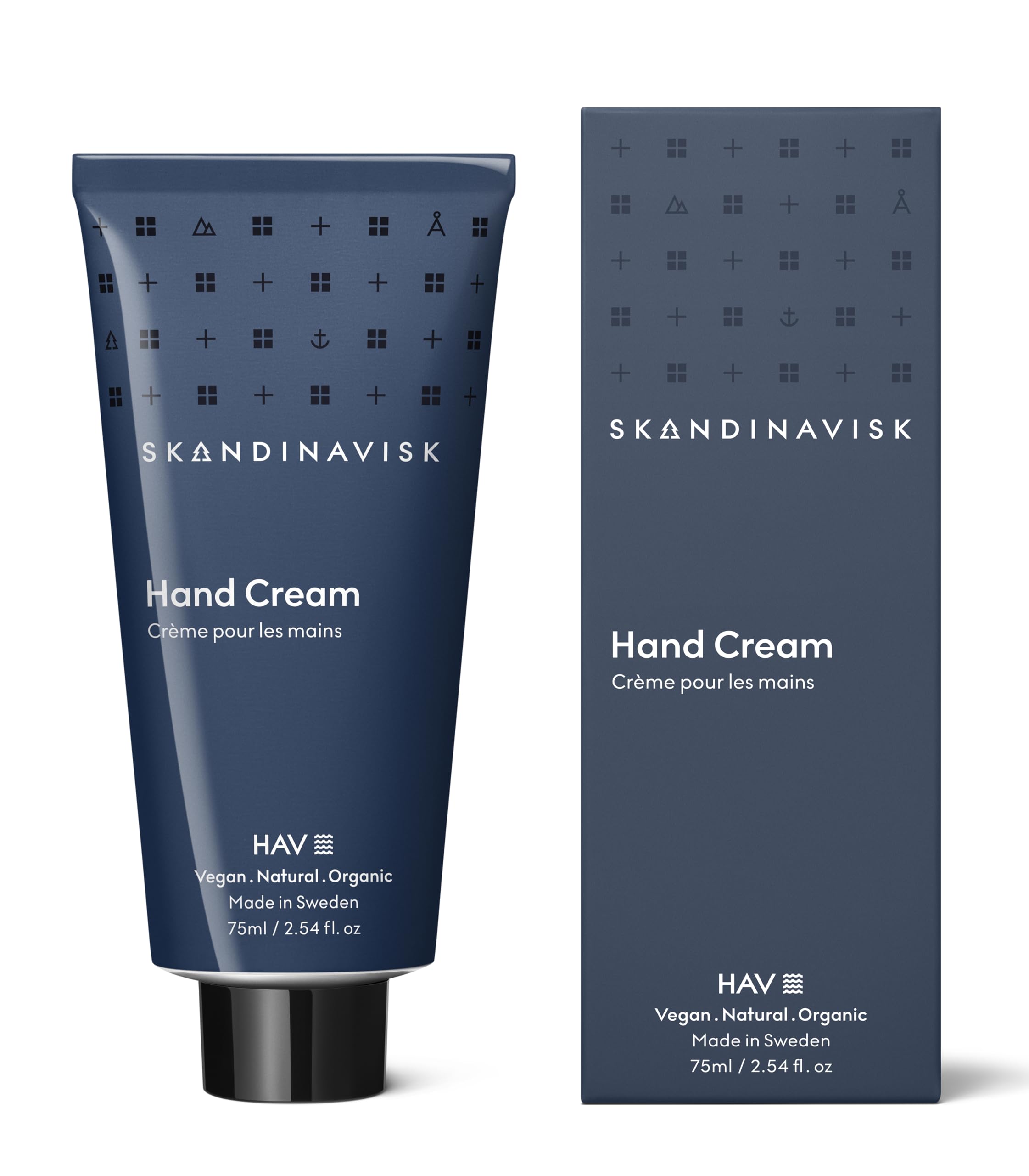 Skandinavisk HAV 'Sea' Organic Hand Cream. Fragrance Notes: Salt Spray and Sea Kelp, Hawthorn and Beach Rose. Vegan formula. 75 ml