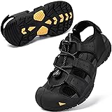 KOIMED Men's Hiking Leather Sandals Closed Toe