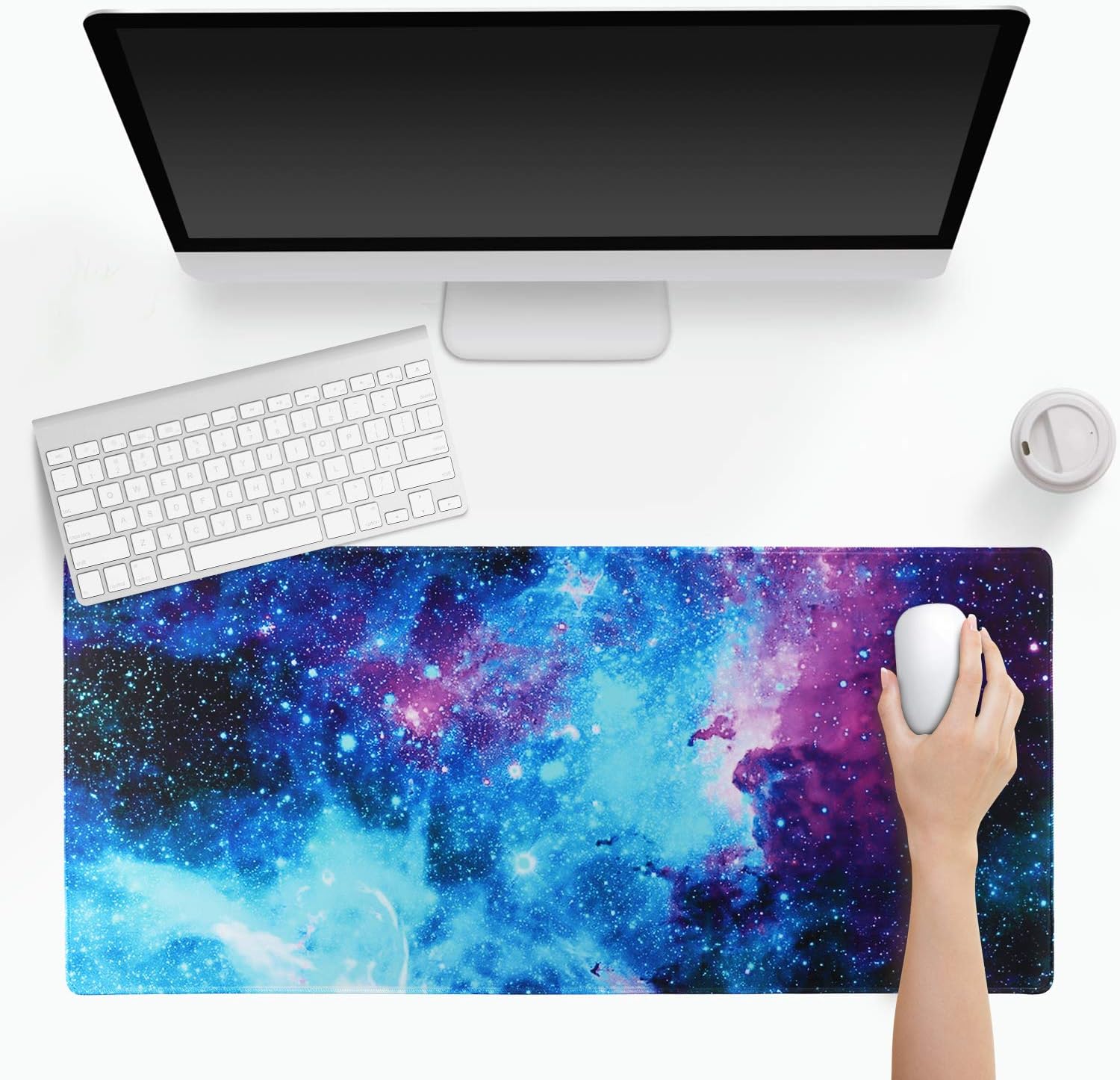 Extended Gaming Mouse Pad Mat- Large Desk Mat Non-Slip Rubber Base Computer Desktop Laptop Keyboard Mouse Mat with Stitched Edges - Image 3