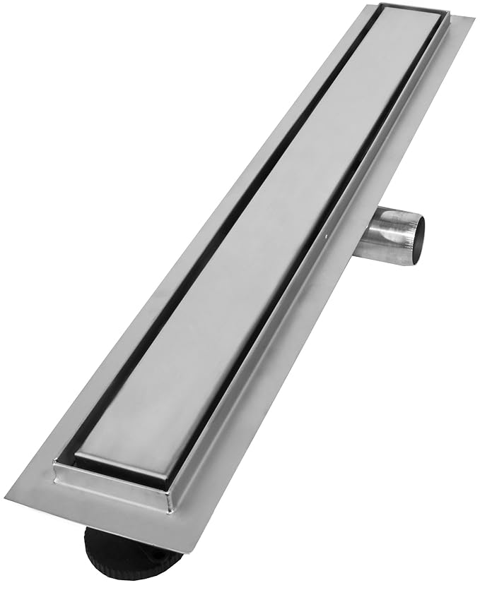 VILSTEIN© Duschrinne, Siphon mit Geruchsstop und Haarsieb, Randablauf, Größen 30cm - 160cm, Edelstahl Ablaufrinne, Bodenablau