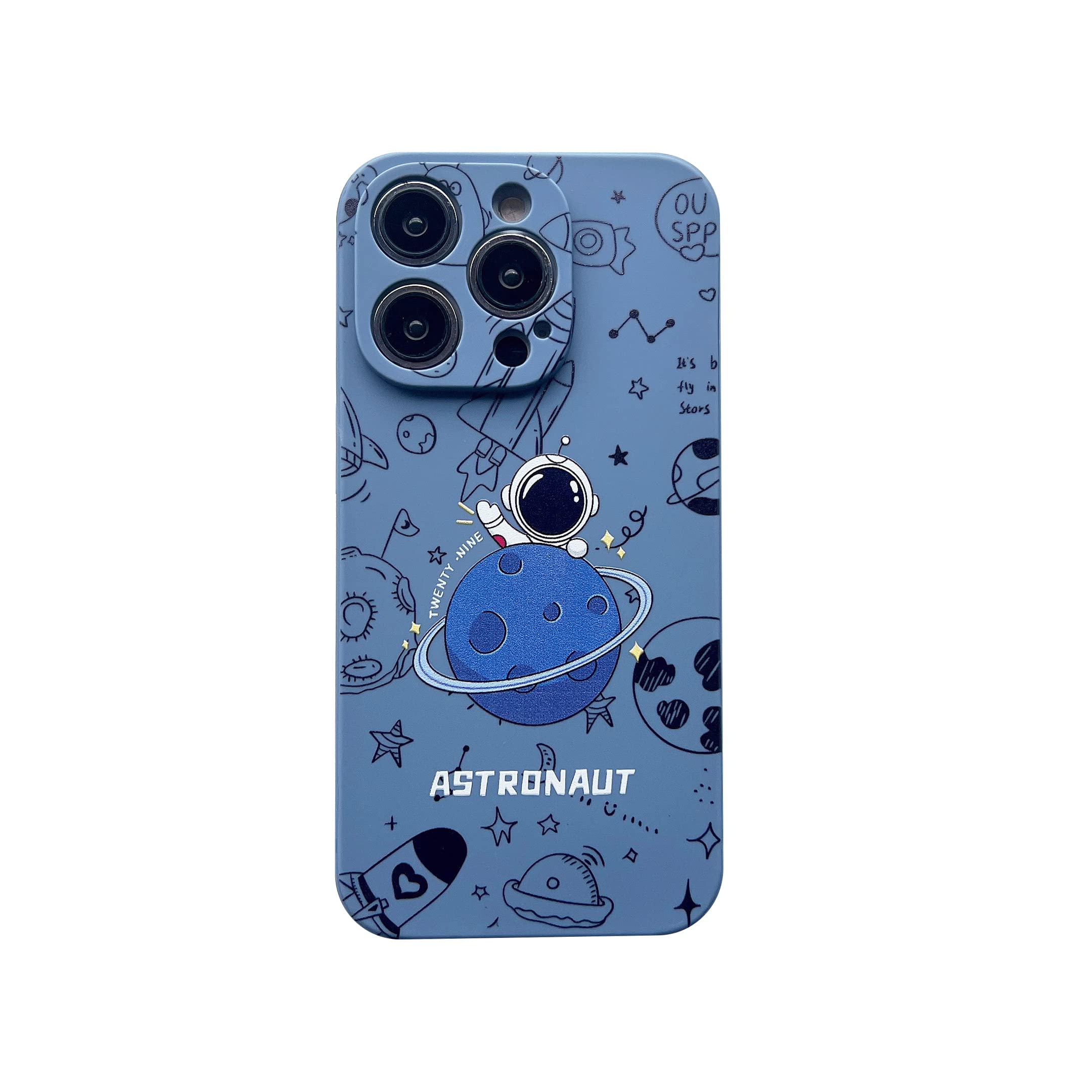 Yonds Queen for iPhone 15 Pro Max Clear Cute Case, Cool Cartoon Astronaut Space Planet Moon Design Stylish TPU Bumper Shockproof Anti-Slip Protector Case (Blue Planet, iPhone 15 Pro Max) — image 1