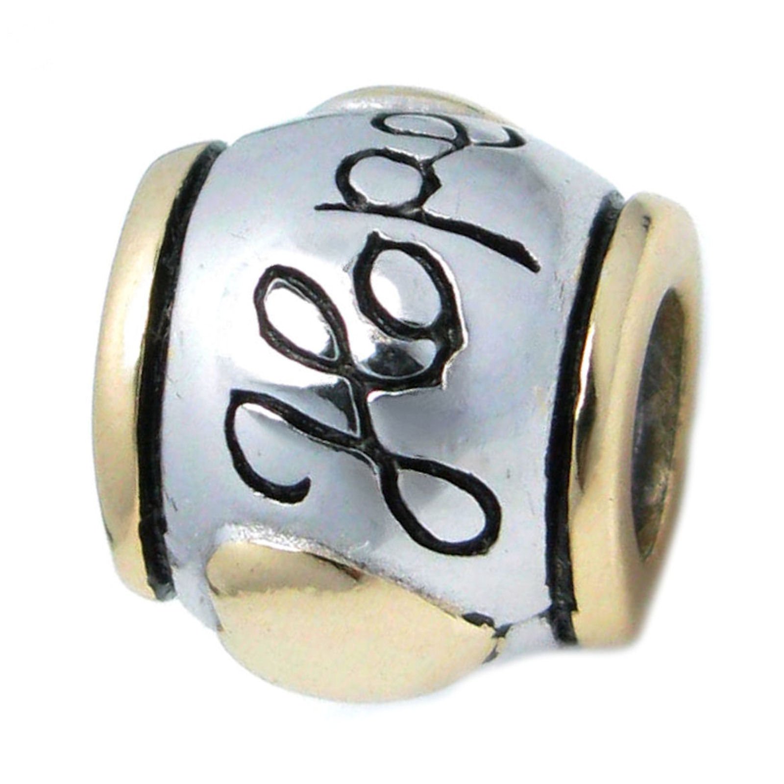 Queenberry Sterling Silver Round Hope European-style Bead Charm