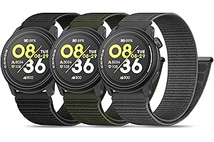 Koazon 3 Pack Nylon Sport Watch Bands Compatible with Coros Pace 3/4/Pace Pro Smartwatch,22mm Soft Lightweight Hook and Loop 