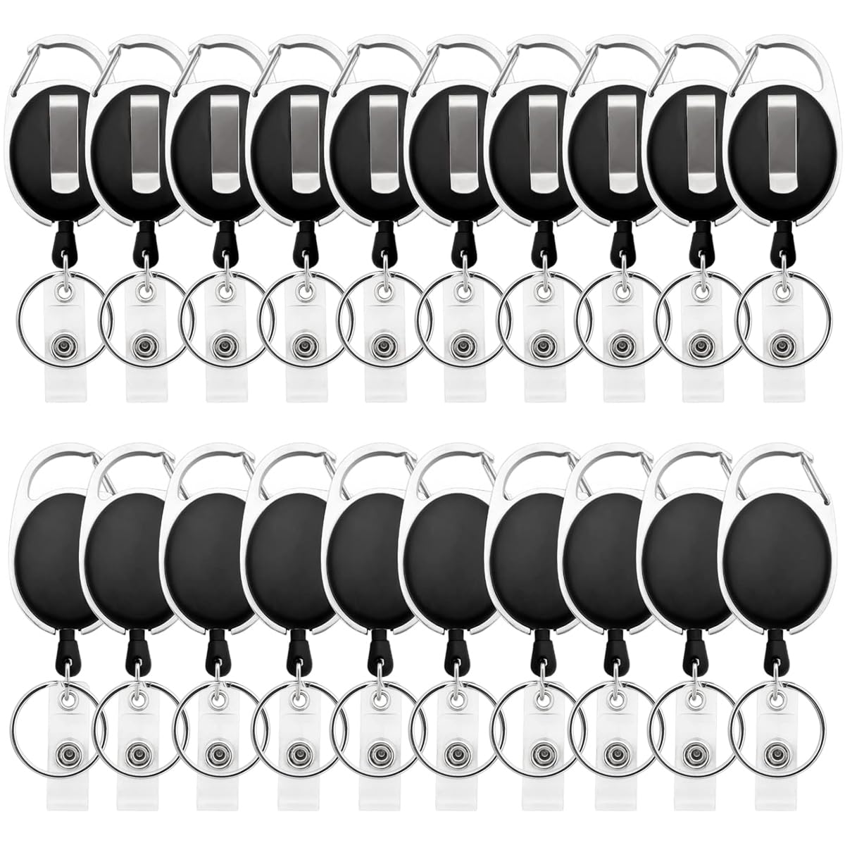 Fushing Carabiner Badge Reels With Belt Clip Retractable Badge Holder ID Card Holder
