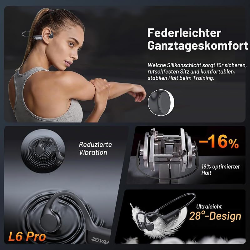 Knochenschall Kopfhörer, Bluetooth 6.0 Open Ear Kopfhörer