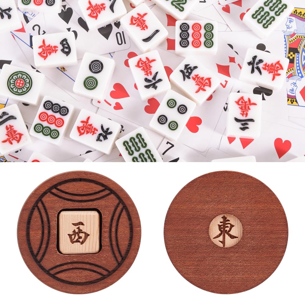 DELORIGIN Wooden Mahjong Wind Indicator for Chinese or American Mahjong Play, Mah jong Game Wind Bettor Game Direction Dice Essential Indicator Accessory for Professional and Casual Entertainment