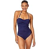 Anne Cole Womens Twist Front Shirred One Piece Swimsuit