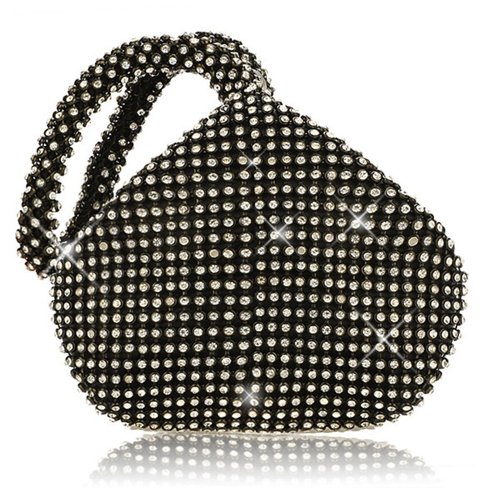 JIAN YA NA Women Ladies' Evening Clutch Bling Glitter Purse Triangle Design Wedding Purse Handbag for Party Prom (Black)