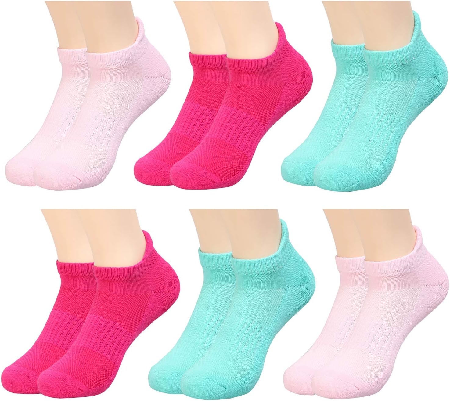 IMOZY Athletic Ankle Socks Pack- Low Cut Half Cushion Socks for Big Girls Boys Women and Men