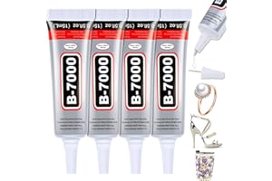 EVATAGE B7000 Glue Clear for Rhinestones, 4pcs 15mL Strong Adhesive B-7000 Jewelry Bead Gem Glue with Precision Tip, Quick Dry Bedazzling Adhesive for Jewelry Making Clothe Fabric Shoes DIY Crafts Nail Art