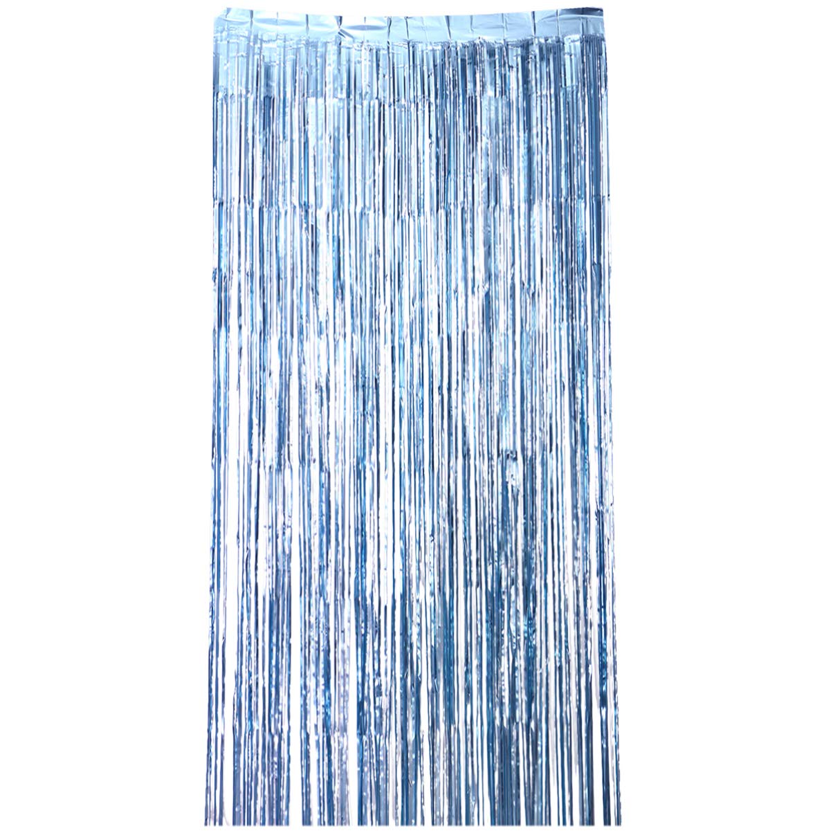 Amosfun Tinsel Fringe Curtain Metallic Foil Shimmer Curtain Tassel Photo Booth Props for Valentine Day Party Backdrop Supplies (Blue)