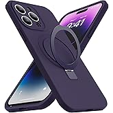 SKYLMW Designed for iPhone 15 Pro Case with Magnetic Invisible Stand Compatible with Mag-Safe Military Drop Tested Shockproof Silicone Phone Cases for Women Men 6.1'', Purple