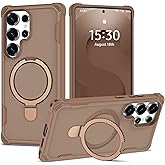 PeakFuel Designed for Samsung Galaxy S25 Ultra Case 6.9'' with Magnetic Ring Stand [Military Drop Protection][Compatible with MagSafe] Shockproof S25 Ultra Phone Case for Men Wowen,Brown