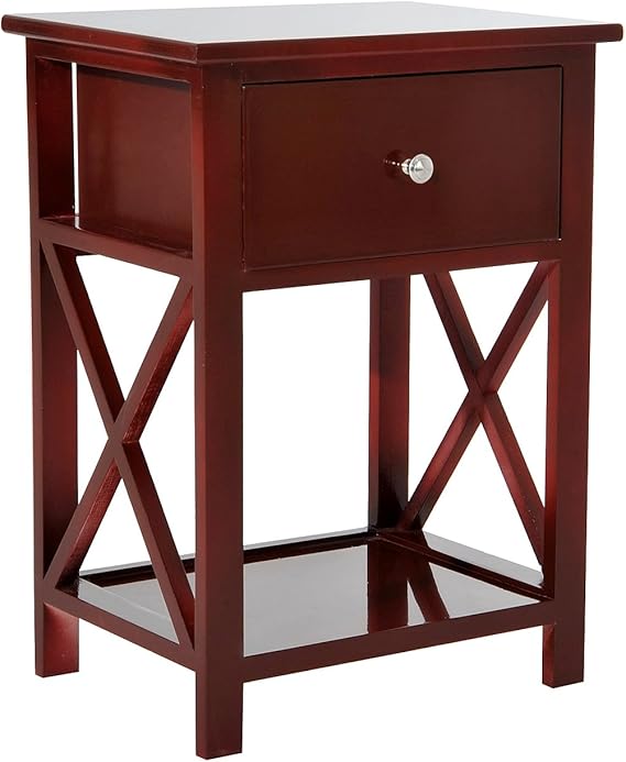 XSide Wood End Table / Nightstand w/ Drawer Brown