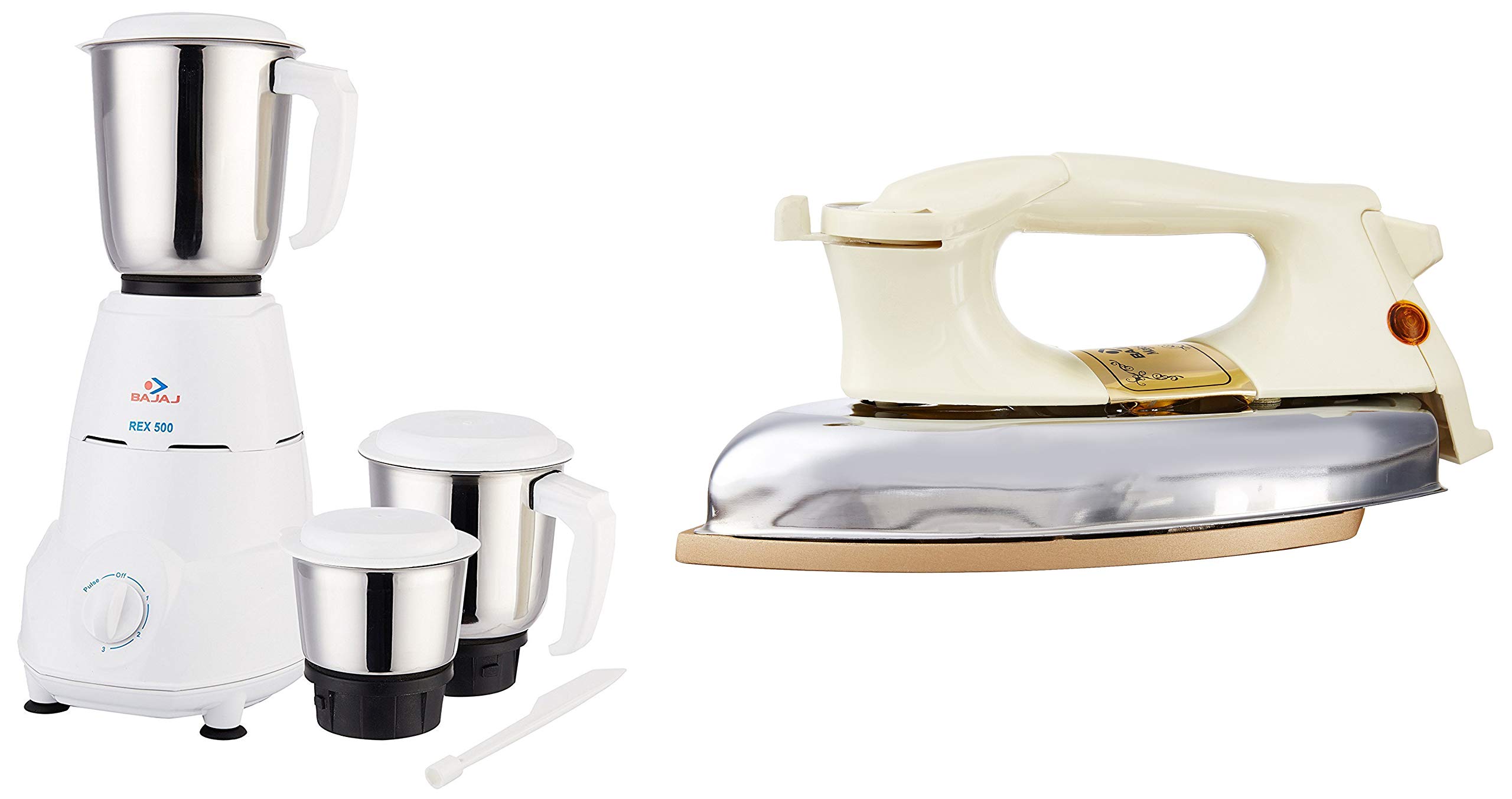 Bajaj Rex, DHX 9 500W Mixer Grinder with Jars, Dry Iron