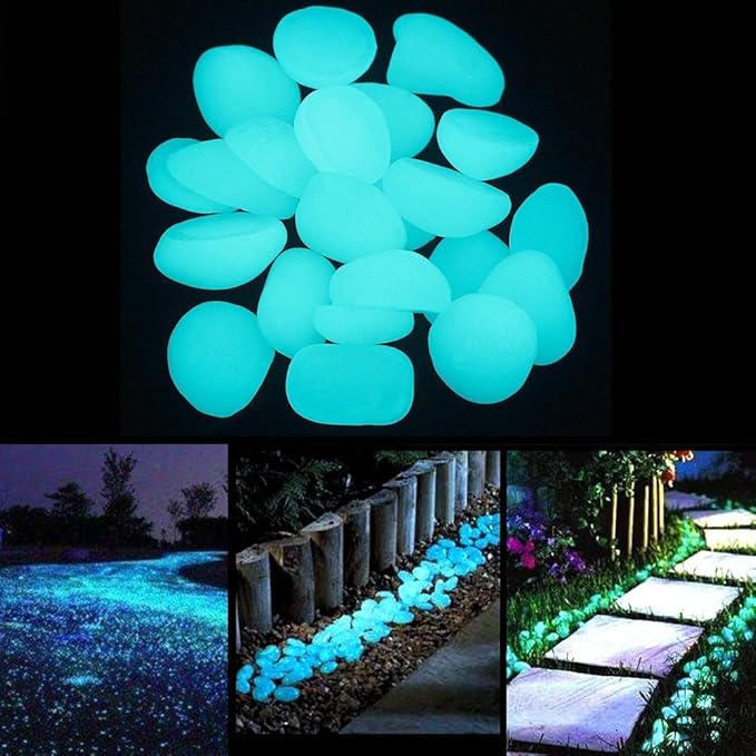 Yunhigh 100PCS Luminous Pebbles Glow Stones Garden Decorative Luminous
