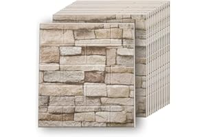 Greymond 3D Wall Panels Peel and Stick in Rock, 20 PCS XPE Foam 3D Wallpaper, Faux Brick Wall Panels for Bedroom, Stairs, Kitchen