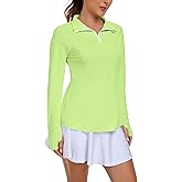 Womens UPF 50+ Sun Polo Shirts Long Sleeve UV Protection Quarter Zip Pullover Lightweight Athletic SPF Hiking Outdoor Tops
