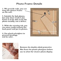 JCJMY 6x6 Picture Frame Rustic Brown for Wall