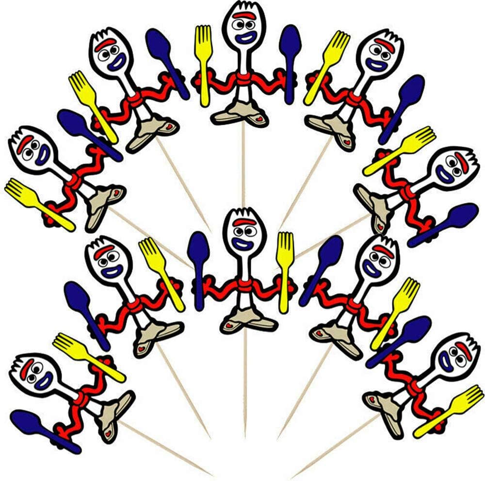 JXpartyUSA 12pcs Toy Story 4 Forky Cake Topper Cupcake Picks Birthday Party Decorative Supplies