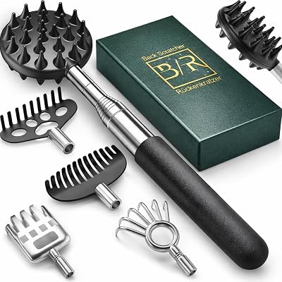 VOMEP Telescoping Back Scratcher 5 Detachable Heads Gift for Men