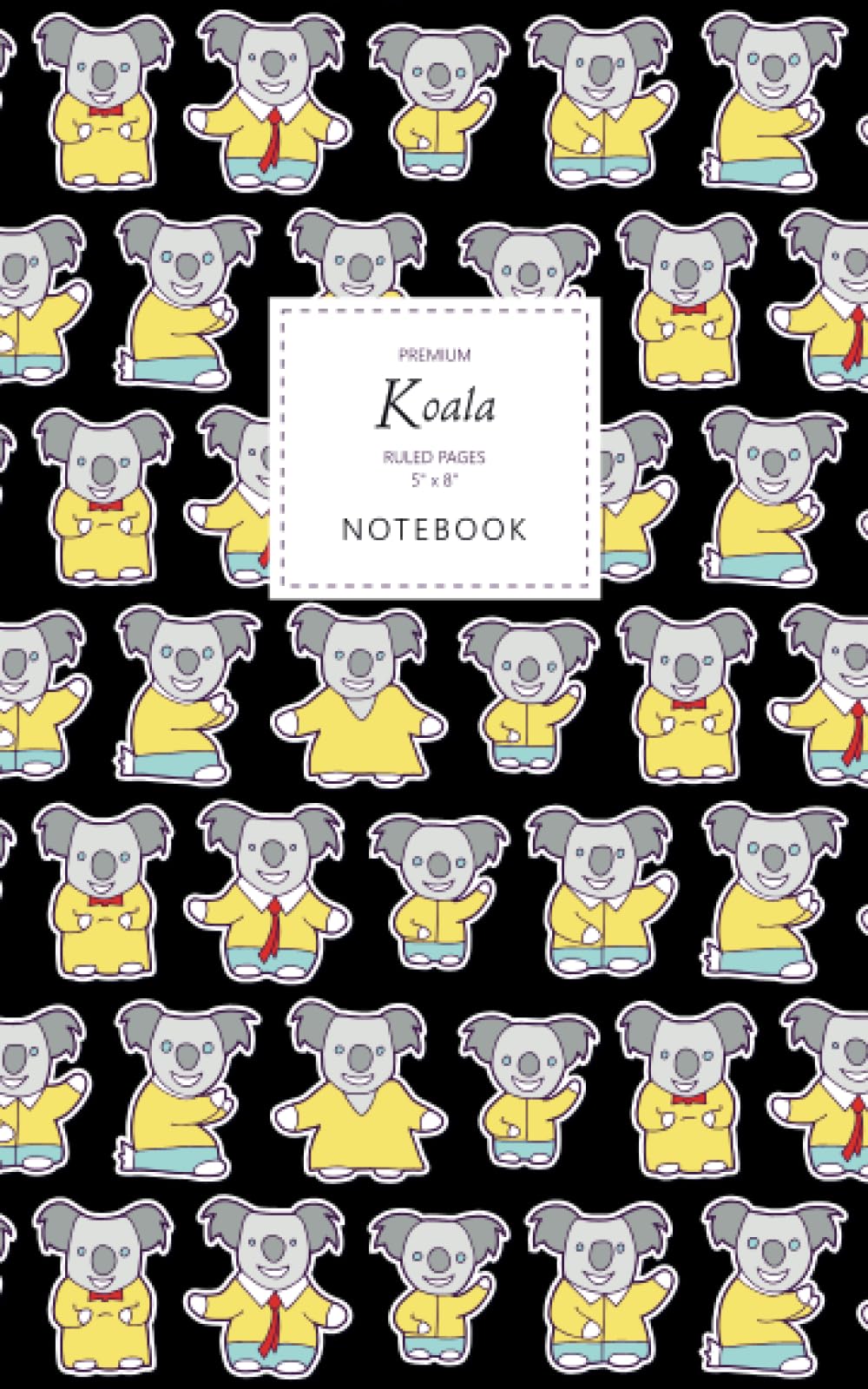 Koala Notebook - Ruled Pages - 5x8 - Premium: (Black Edition) Fun notebook 96 ruled/lined pages (5x8 inches / 12.7x20.3cm / Junior Legal Pad / Nearly A5)