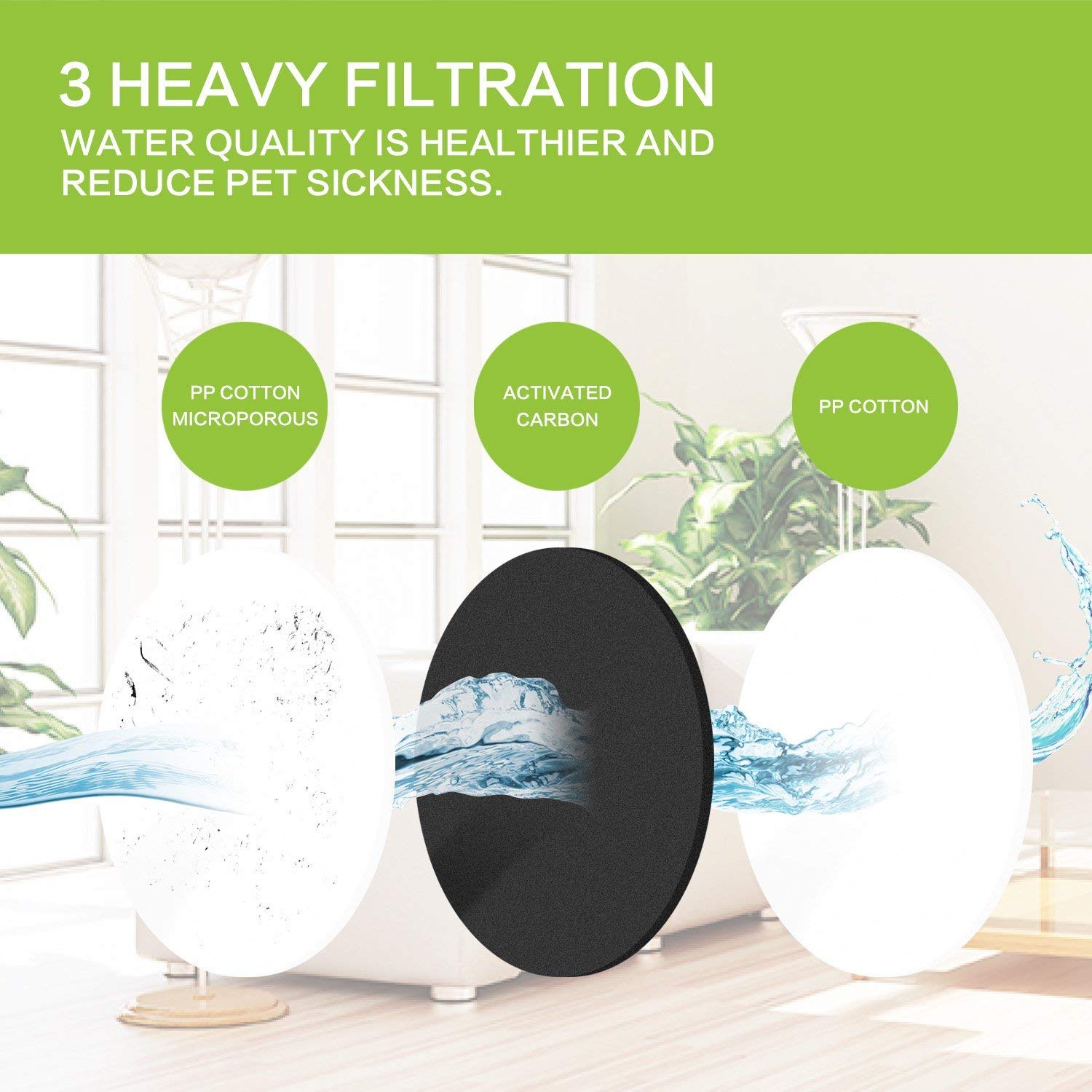 Pecute Cat Water Fountain 45 dB Ultra-Quiet Automatic Circulation USB Electric Water Feeder 1.6L with 2 Filters, Great for Cats, Small Dogs Drinking Indoor Outdoor Use