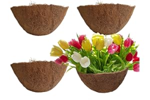 FDGARDEN 16" Round Coco Liner for Hanging Planter, 4Pcs, 100% Natural Coconut Coir Liner, Promotes Air Circulation & Water Retention, Ideal for Flower Plants & Garden Decorations