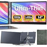 UK BONITOYS Laptop Screen Extender, 14" Ultra-Thin & Lightweight Portable Monitor, 1080P FHD IPS Second Screen, Plug and Play, Laptop Monitor Extender Compatible for Mac/Win Laptops 13-17 Inch