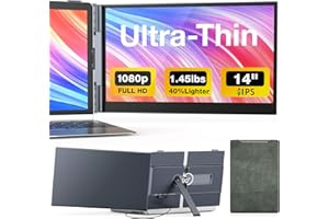 UK BONITOYS Laptop Screen Extender, 14" Ultra-Thin & Lightweight Portable Monitor, 1080P FHD IPS Second Screen, Plug and Play, Laptop Monitor Extender Compatible for Mac/Win Laptops 13-17 Inch