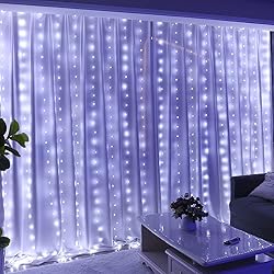 HXWEIYE 300LED White Fairy Curtain Lights for