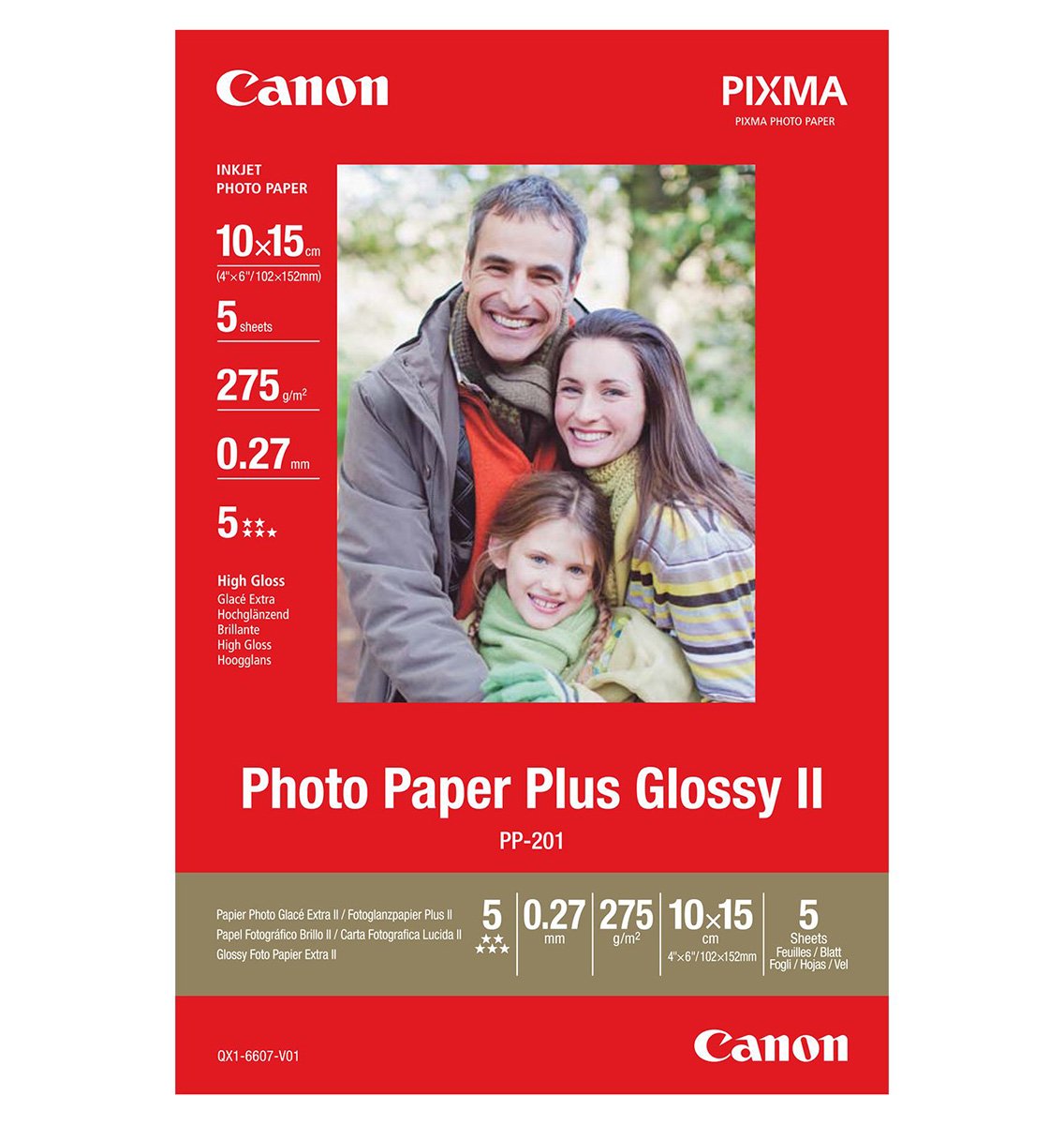 Canon Photo Paper Plus II PP-201 - high-Gloss Photo Paper - 5 Sheet(s)